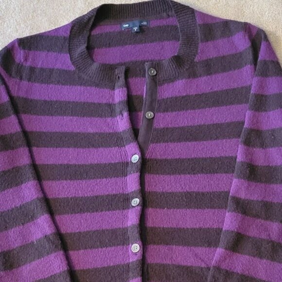 GAP Button Down Purple Striped Cardigan Sweater Women's Size Small - Picture 1 of 10